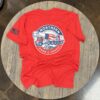 A red shirt with a truck on it
