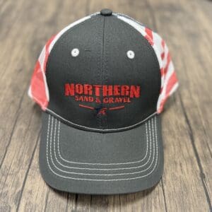A black and red hat with the words northern tools & equipment on it.