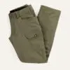 A pair of green pants sitting on top of a table.