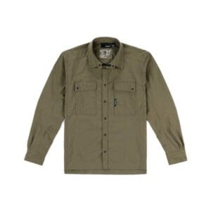 A green shirt with two pockets on the front.