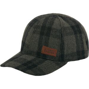 A hat with a leather patch on it.