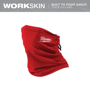 A red work mask is shown with the workskin logo.