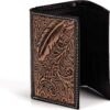 ARIAT Men's Feather Embossed Design Trifold Wallet- Brown (A3557702) - Image 7