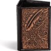 ARIAT Men's Feather Embossed Design Trifold Wallet- Brown (A3557702)