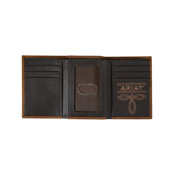 ARIAT Men's Flag Shield Tri-Fold Wallet- Aged Bark (A35548217) - Image 3