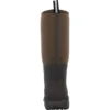 A brown and black boot is shown from the back.