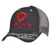 A black and red hat with the word ariat on it.