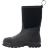 A black rubber boot with a zipper on the side.