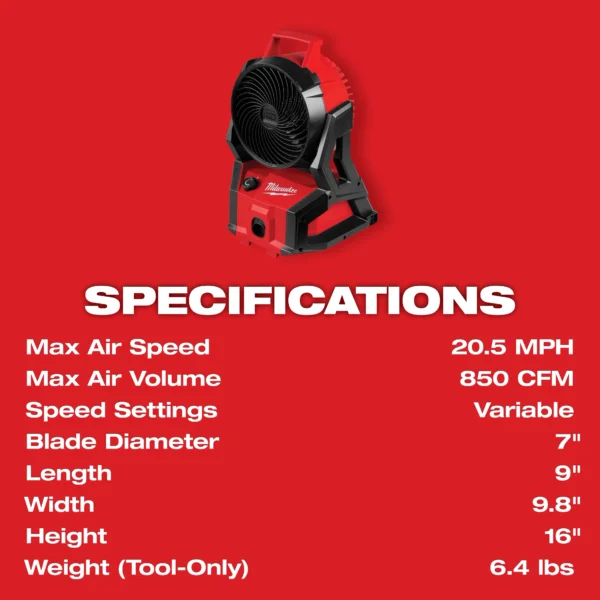 MILWAUKEE M18™ Brushless PACKOUT™ Fan - Bare Tool (0818-20) - Image 14