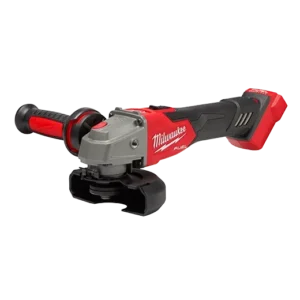 A picture of the side view of a cordless angle grinder.