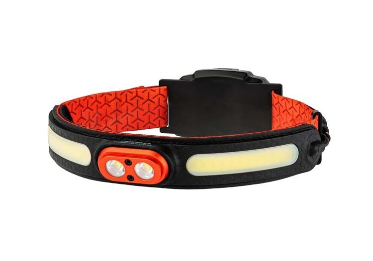 A dog collar with an orange glow in the dark band.